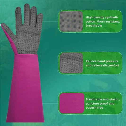 Breathable Long Gardening Gloves for Women – Soft, Non-Slip, Extended Forearm Protection (Magenta)