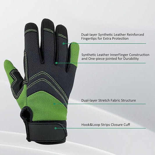 Breathable Anti-Slip Gardening Work Gloves – Unisex Durable Grip Gloves with Adjustable Wrist Strap, One Size Fits Most